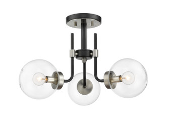 Parsons Three Light Semi Flush Mount in Matte Black / Brushed Nickel (224|477-3SF-MB-BN)