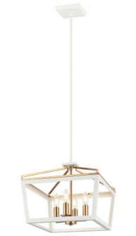 Mavonshire Four Light Chandelier in White + Aged Gold Brass (423|C67004WHAG)