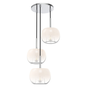 Samar Three Light Chandelier in Black/Smoked|Brushed Gold/Copper|Chrome/Opal Glass (347|CH57514-CH/OP)