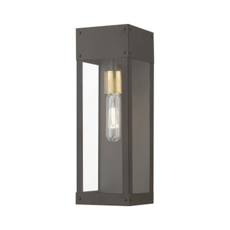 Barrett One Light Outdoor Wall Lantern in Bronze w/Antique Brass Candle (107|20873-07)