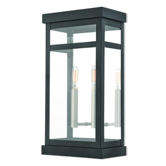 Hopewell Two Light Outdoor Wall Lantern in Black w/ Brushed Nickel Cluster and Polished Chrome Stainless Steel (107|20704-04)