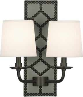 Williamsburg Lightfoot Two Light Wall Sconce in Carter Gray Leather w/Nailhead and Deep Patina Bronze (165|Z1034)