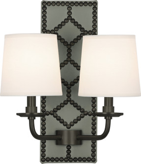 Williamsburg Lightfoot Two Light Wall Sconce in Carter Gray Leather w/Nailhead/Deep Patina Bronze (165|Z1034)