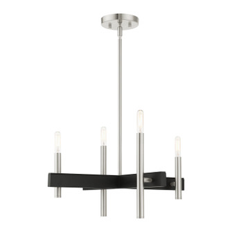 Denmark Four Light Chandelier in Brushed Nickel w/ Blacks (107|49344-91)