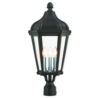 Morgan Three Light Post-Top Lanterm in Textured Black w/ Antique Silver Cluster (107|76194-14)