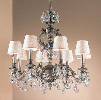 Chateau Eight Light Chandelier in Aged Pewter (92|57378 AGP CGT)