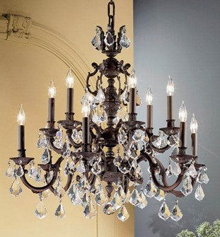 Chateau 12 Light Chandelier in Aged Pewter (92|57377 AGP CBK)