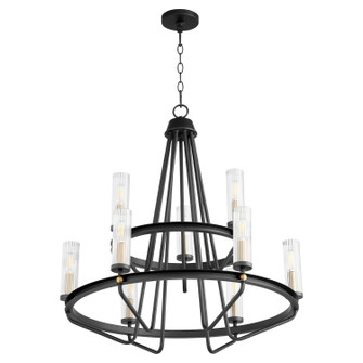 Empire Nine Light Chandelier in Textured Black w/ Aged Brass (19|629-96980)