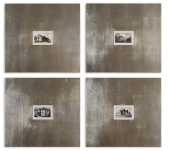 Historical Buildings Wall Art in Champagne Silver Leaf And Light Brown Glaze (52|41295)