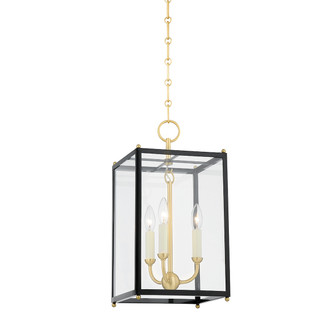 Chaselton Three Light Lantern in Aged Brass/Darkest Blue (70|MDS1200-AGB/DBL)