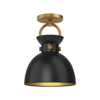 Waldo One Light Semi-Flush Mount in Aged Gold/Matte Black (452|SF411309AGMB)