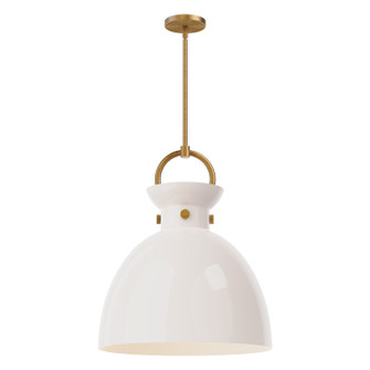 Waldo One Light Pendant in Aged Gold/Glossy Opal Glass (452|PD411818AGGO)