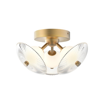 Hera LED Flush Mount in Brushed Gold/Clear Ribbed Glass|Matte Black/Clear Ribbed Glass (452|FM417604BGCR)