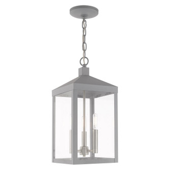 Nyack Three Light Outdoor Pendant in Nordic Gray w/ Brushed Nickels (107|20593-80)