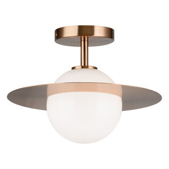 Saturn One Light Flush Mount in Aged Gold Brass + Opal Glass (423|X60401AGOP)