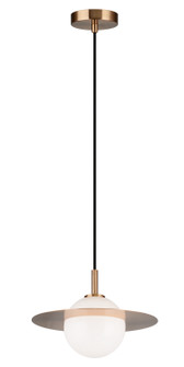 Saturn One Light Pendant in Aged Gold Brass + Opal Glass (423|C60401AGOP)
