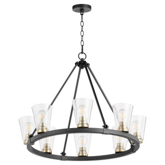 Paxton Eight Light Chandelier in Textured Black w/ Aged Brass (19|63-8-6980)