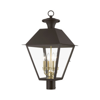 Wentworth Four Light Outdoor Post Top Lantern in Bronze w/Antique Brass Finish Cluster (107|27223-07)