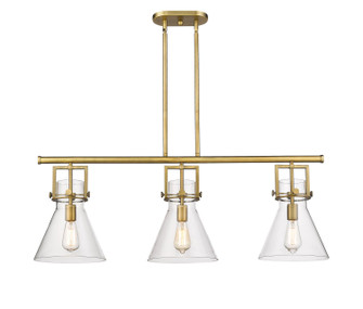 Downtown Urban Three Light Island Pendant in Brushed Brass (405|411-3I-BB-G411-10CL)