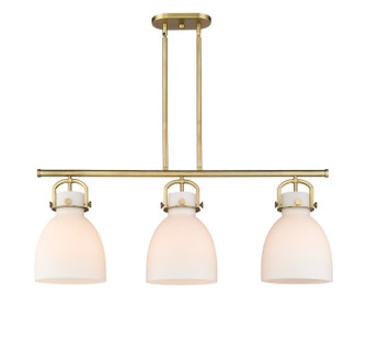 Downtown Urban Three Light Island Pendant in Brushed Brass (405|410-3I-BB-G412-10WH)
