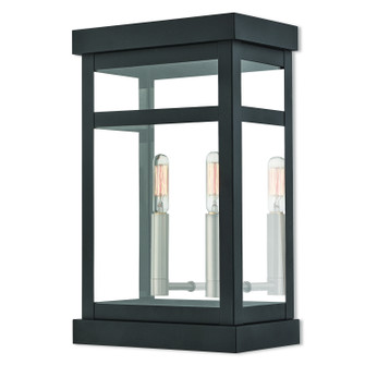 Hopewell Two Light Outdoor Wall Lantern in Black w/ Brushed Nickel Cluster and Polished Chrome Stainless Steel (107|20705-04)