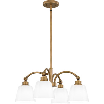 Quoizel Pendant Four Light Chandelier in Weathered Brass (10|QP6157WS)