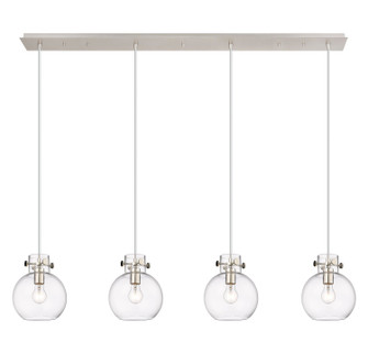 Newton Four Light Linear Pendant in Polished Nickel (405|124-410-1PS-PN-G410-8CL)