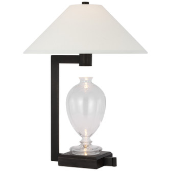 Phial LED Table Lamp in Clear Glass and Warm Iron and Dark Walnut (268|RB 3090CG/WI-L)