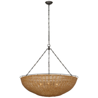Clovis LED Chandelier in Aged Iron and Natural Wicker (268|CHC 5638AI/NTW)