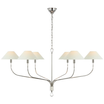 Griffin LED Chandelier in Polished Nickel and Parchment Leather (268|AL 5006PN/PAR-L)