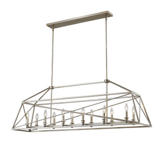 Trestle 12 Light Linear Chandelier in Antique Silver (224|447-56AS)