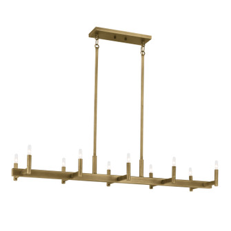 Erzo Ten Light Linear Chandelier in Natural Brass (12|52614NBR)