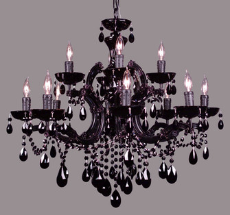 Rialto Traditional 12 Light Chandelier in Black on Black (92|8344 BBLK CBK)