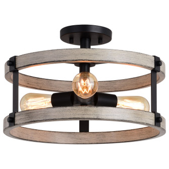 Danvers Three Light Semi-Flush Mount in Textured Black and Weathered Gray (63|C0283)