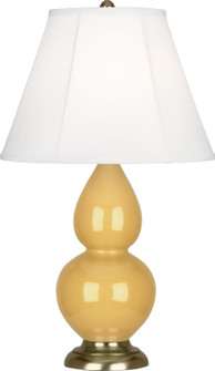 Small Double Gourd One Light Accent Lamp in Sunset Yellow Glazed Ceramic w/Antique Brass (165|SU10)
