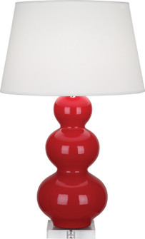 Triple Gourd One Light Table Lamp in Ruby Red Glazed Ceramic w/Lucite Base (165|RR43X)