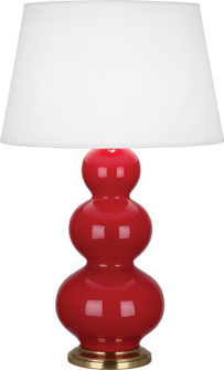 Triple Gourd One Light Table Lamp in Ruby Red Glazed Ceramic w/Antique Brass (165|RR40X)