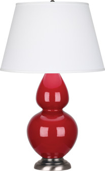 Double Gourd One Light Table Lamp in Ruby Red Glazed Ceramic w/Antique Silver (165|RR22X)