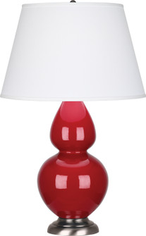 Double Gourd One Light Table Lamp in Ruby Red Glazed Ceramic w/Antique Silvered (165|RR22X)