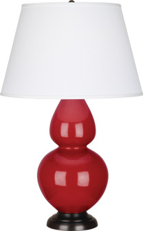 Double Gourd One Light Table Lamp in Ruby Red Glazed Ceramic w/Deep Patina Bronzeed (165|RR21X)