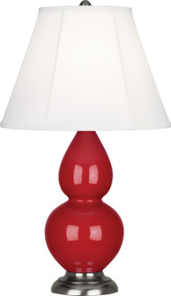 Small Double Gourd One Light Accent Lamp in Ruby Red Glazed Ceramic w/Antique Silver (165|RR12)