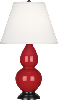 Small Double Gourd One Light Accent Lamp in Ruby Red Glazed Ceramic w/Deep Patina Bronze (165|RR11X)