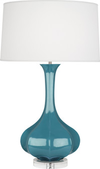 Pike One Light Table Lamp in Steel Blue Glazed Ceramic w/Lucite Base (165|OB996)