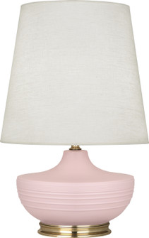 Michael Berman Nolan One Light Table Lamp in Matte Woodrose Glazed Ceramic w/Modern Brass (165|MWR24)