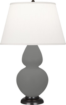 Double Gourd One Light Table Lamp in Matte Ash Glazed Ceramic w/Deep Patina Bronze (165|MCR57)