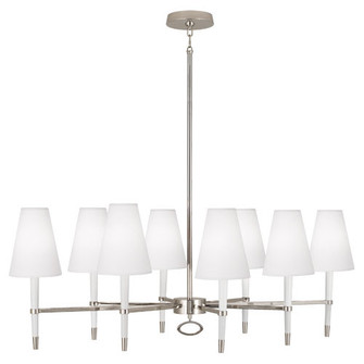 Jonathan Adler Ventana Eight Light Chandelier in White Wood w/ Polished Nickel (165|AW718)