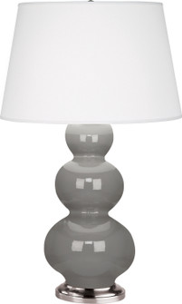 Triple Gourd One Light Table Lamp in Smokey Taupe Glazed Ceramic w/Antique Silver (165|359X)