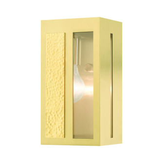 Lafayette One Light Outdoor Wall Lantern in Satin Brass w/ Hammered Polished Brass Panels (107|27411-12)