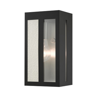 Lafayette One Light Outdoor Wall Lantern in Black w/ Hammered Brushed Nickel Panels (107|27411-04)