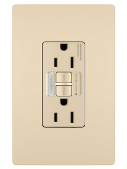 radiant Tamper-Resistant 15A Duplex Self-Test GFCI Receptacles with SafeLock Protection and Night Light in Ivory (246|1597NTLTRI)